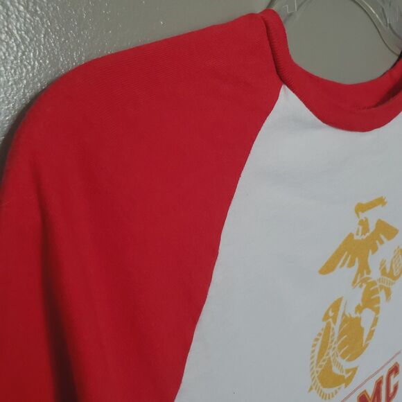 USMC Marines Semper Fidelis Baseball Tee Size XL Red White Sun International - Picture 3 of 10